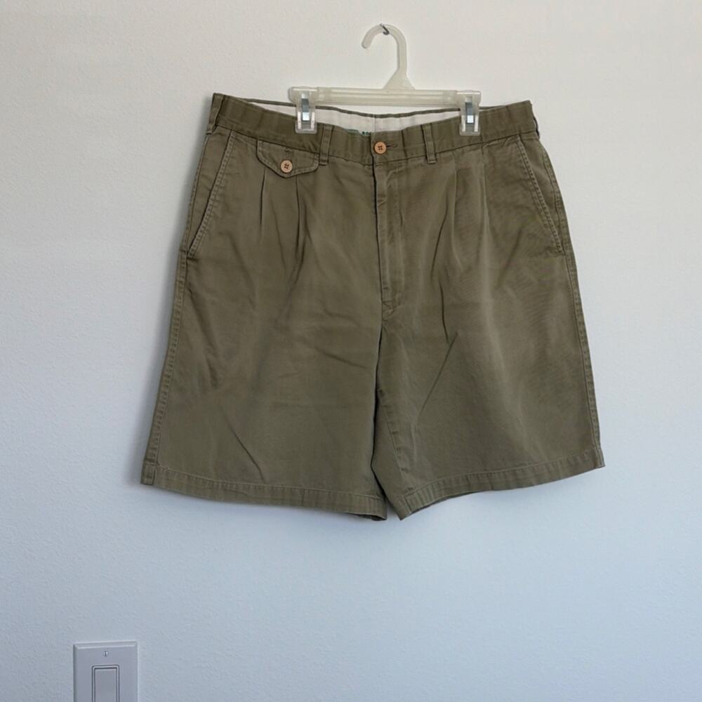 Boast Men's Khaki Cotton Chino Shorts Pleated Front Pockets Casual